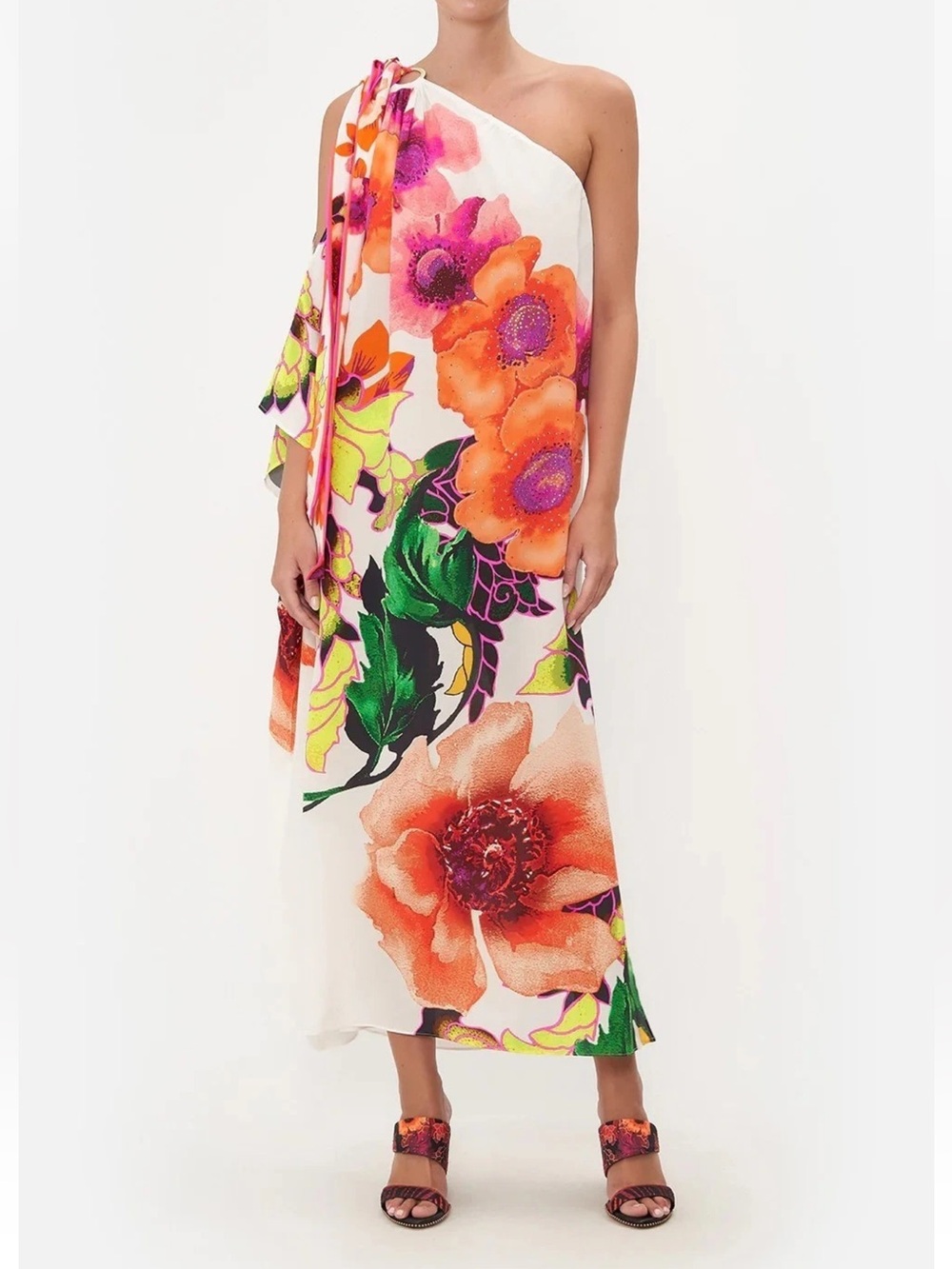 NWT CAMILLA Asymmetric Hardware Kaftan “Pretty As A Poppy” 100% Silk Crystal S/M